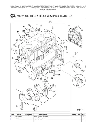 JCB 4C (Centremount) BACKOHE LOADER Parts Catalogue Manual Instant Download (Serial Number 00930000-00959999)