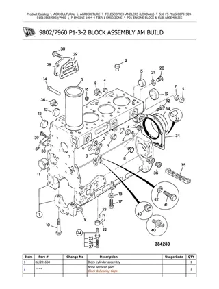 JCB 530 FS PLUS Telescopic Handlers (Loadall) Parts Catalogue Manual Instant Download (Serial Number 00781939-01016568)