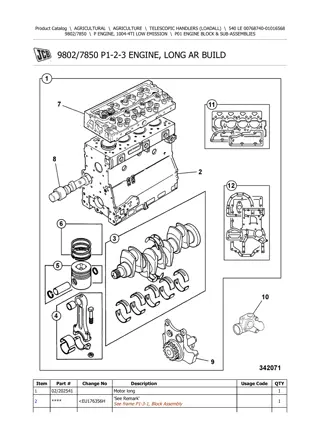 JCB 540 LE Telescopic Handlers (Loadall) Parts Catalogue Manual Instant Download (SN 00768740-01016568)