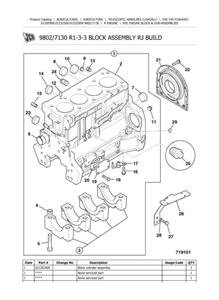 JCB 540-140 Telescopic Handlers (Loadall) Parts Catalogue Manual Instant Download (SN 01064203-01185999, 01232500-01232999)