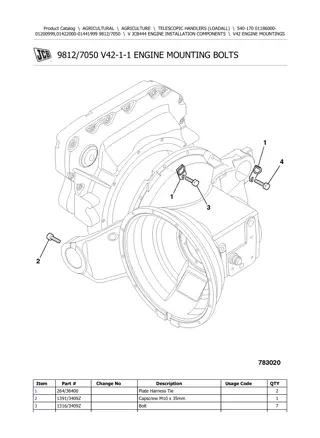 JCB 540-170 Telescopic Handlers (Loadall) Parts Catalogue Manual Instant Download (SN 01186000-01200999, 01422000-01441999)