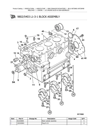 JCB 801.6 MINI CRAWLER EXCAVATOR Parts Catalogue Manual Instant Download (SN 00728001-00728498)