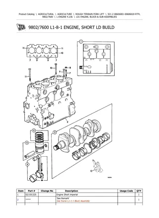 JCB 921-2 Forklift Parts Catalogue Manual Instant Download (SN 00606001-00606020)