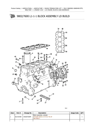 JCB 926-2 Forklift Parts Catalogue Manual Instant Download (SN 00600001-00600499)