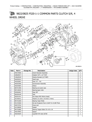 JCB 926-4 Rough Terrain Forklift Parts Catalogue Manual Instant Download (Serial Number 02228490-02229508)