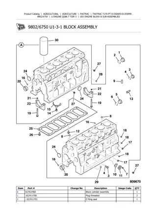 JCB 7170 PT FASTRAC Parts Catalogue Manual Instant Download (SN 01350005-01359999)