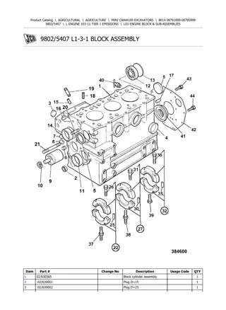 JCB 8014 MINI CRAWLER EXCAVATOR Parts Catalogue Manual Instant Download (SN 00791000-00795999)