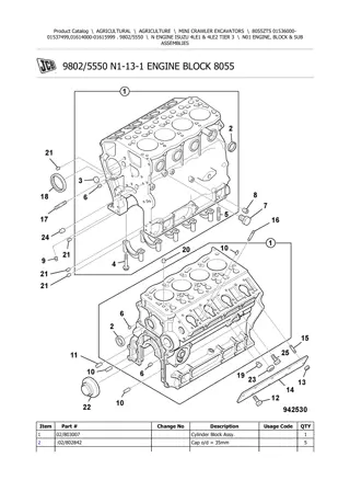 JCB 8055 ZTS MINI CRAWLER EXCAVATOR Parts Catalogue Manual Instant Download (SN 01536000-01537499, 01614000-01615999)