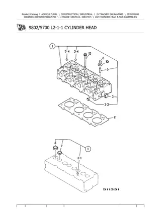 JCB JS70 MONO Tracked Excavator Parts Catalogue Manual Instant Download (SN 00695001-00695500)