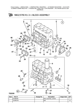 JCB JS110 AUTO Tracked Excavator Parts Catalogue Manual Instant Download (SN 01168000-01168999)