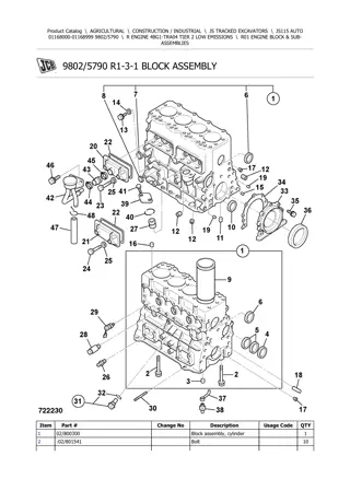 JCB JS115 AUTO Tracked Excavator Parts Catalogue Manual Instant Download (SN 01168000-01168999)