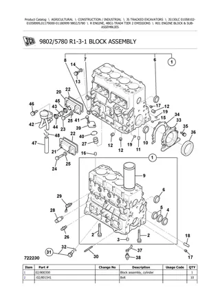 JCB JS130LC Tracked Excavator Parts Catalogue Manual Instant Download (SN 01058102-01058999, 01179000-01180999)