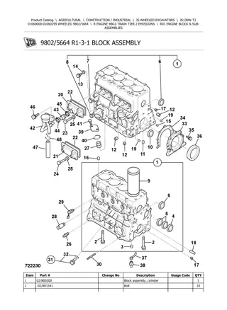 JCB JS130W T2 Wheeled Excavator Parts Catalogue Manual Instant Download (SN 01060000-01060299)