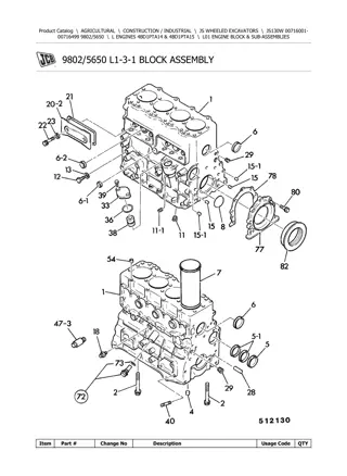 JCB JS130W Wheeled Excavator Parts Catalogue Manual Instant Download (SN 00716001-00716499)