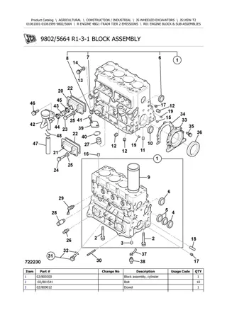 JCB JS145W T2 Wheeled Excavator Parts Catalogue Manual Instant Download (SN 01061001-01061999)