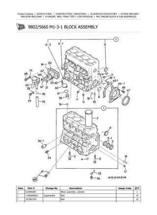 JCB JS145W Wheeled Excavator Parts Catalogue Manual Instant Download (SN 00810001-00810248)