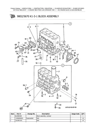 JCB JS160W Wheeled Excavator Parts Catalogue Manual Instant Download (SN 00718503-00719162)