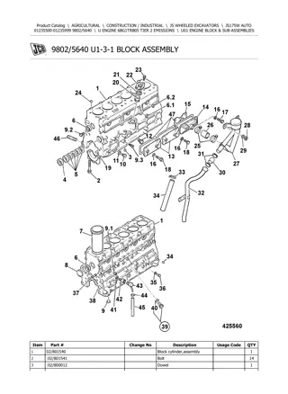 JCB JS175W AUTO Wheeled Excavator Parts Catalogue Manual Instant Download (SN 01235500-01235999)