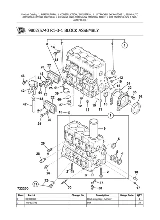 JCB JS180 AUTO Tracked Excavator Parts Catalogue Manual Instant Download (SN 01059000-01059999)