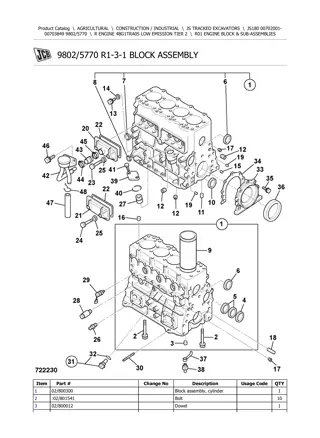 JCB JS180 Tracked Excavator Parts Catalogue Manual Instant Download (SN 00702001-00703849)