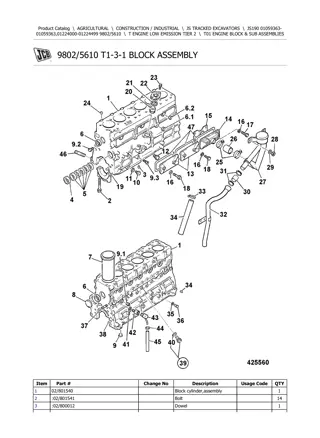 JCB JS190 Tracked Excavator Parts Catalogue Manual Instant Download (SN 01059363-01059363, 01224000-01224499)