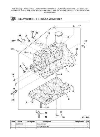 JCB JS240 Tracked Excavator Parts Catalogue Manual Instant Download (SN 01504700-01505099, 01773500-01774499, 02159374-02160374)