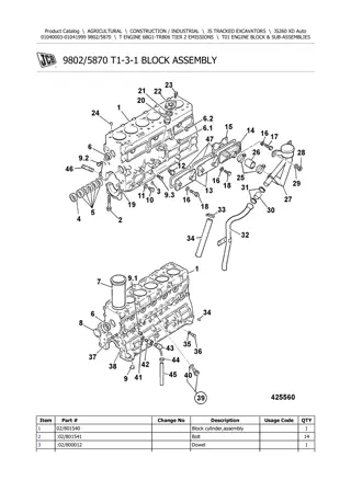 JCB JS260 XD Auto Tracked Excavator Parts Catalogue Manual Instant Download (SN 01040003-01041999)