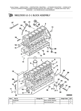 JCB JS330XD AUTO TIER 3 Tracked Excavator Parts Catalogue Manual Instant Download (SN 01224215-01224999, 01474000-01478999, 01807000-01807299)