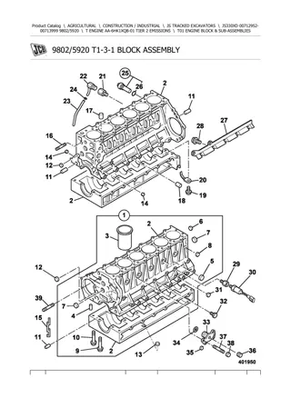 JCB JS330XD Tracked Excavator Parts Catalogue Manual Instant Download (SN 00712952-00713999)