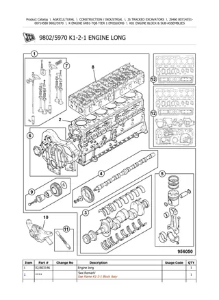 JCB JS460 Tracked Excavator Parts Catalogue Manual Instant Download (SN 00714551-00714580)