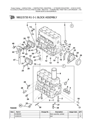 JCB JZ140 Tracked Excavator Parts Catalogue Manual Instant Download (SN 01132355-01132356, 01137000-01137574, 01137583-01137999)