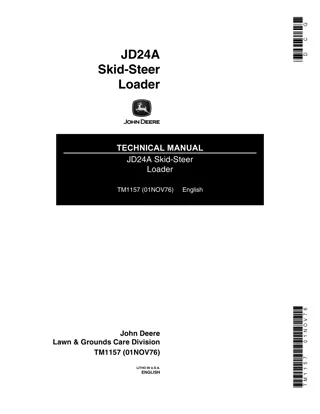 JOHN DEERE 24A Skid-Steer Loader Service Repair Manual Instant Download (tm1157)