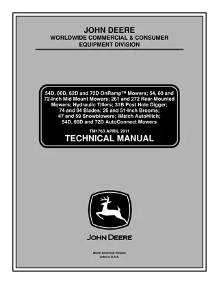 John Deere 54, 60 and 72-Inch Mid Mount Mowers Service Repair Manual Instant Download
