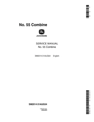 John Deere 55 Combine Service Repair Manual Instant Download (sm2014)