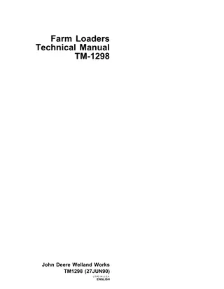 John Deere 75 Farm Loaders Service Repair Manual Instant Download (tm1298)