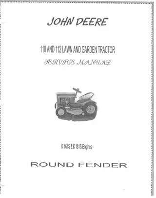 JOHN DEERE 110 LAWN AND GARDEN TRACTOR Service Repair Manual Instant Download