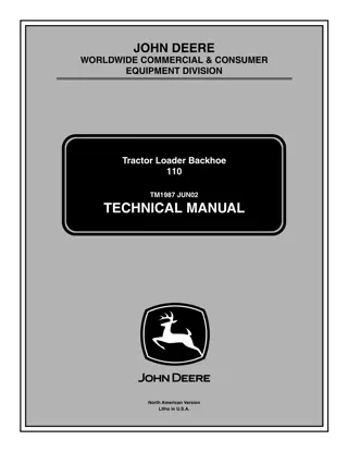 JOHN DEERE 110 TRACTOR LOADER BACKHOE Service Repair Manual Instant Download (TM1987)