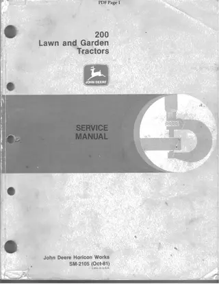 JOHN DEERE 200 LAWN AND GARDEN TRACTOR Service Repair Manual Instant Download (SM-2105)
