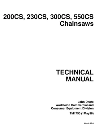 John Deere 200CS Chainsaws Service Repair Manual Instant Download (TM1750)