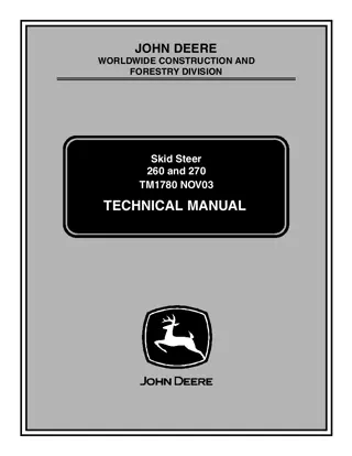 John Deere 260 Skid Steer Loader Service Repair Manual Instant Download (TM1780)