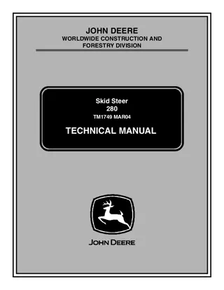 John Deere 280 Skid Steer Loader Service Repair Manual Instant Download (TM1749)