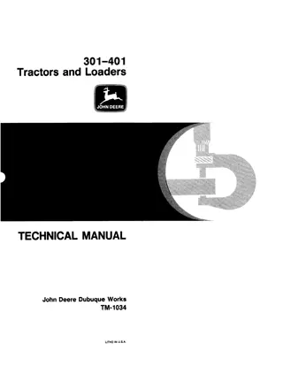 JOHN DEERE 301 Tractor and Loader Service Repair Manual Instant Download (tm1034)