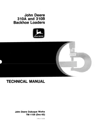 JOHN DEERE 310A Backhoe Loader Service Repair Manual Instant Download (tm1158)