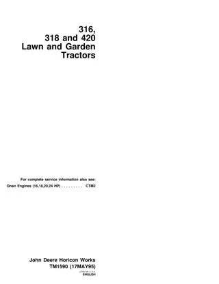 JOHN DEERE 316 LAWN GARDEN TRACTOR Service Repair Manual Instant Download (TM1590)