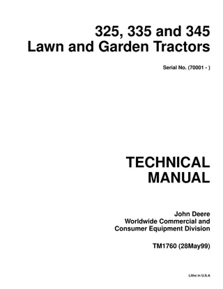 JOHN DEERE 325 LAWN GARDEN TRACTOR Service Repair Manual Instant Download (TM1760)