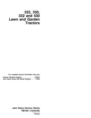 JOHN DEERE 330 LAWN GARDEN TRACTOR Service Repair Manual Instant Download (TM1591)