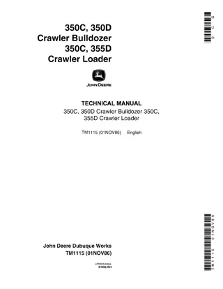 JOHN DEERE 350C Crawler Bulldozer Service Repair Manual Instant Download (tm1115)