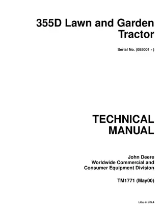 JOHN DEERE 355D LAWN GARDEN TRACTOR Service Repair Manual Instant Download