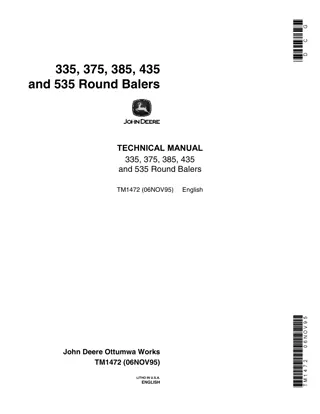 John Deere 375 Round Balers Service Repair Manual Instant Download (tm1472)