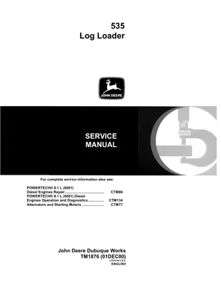 John Deere 535 Log Loader Service Repair Manual Instant Download (tm1876)